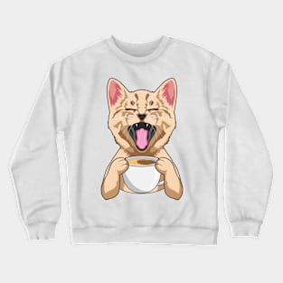 Cat with Cup of Coffee Crewneck Sweatshirt